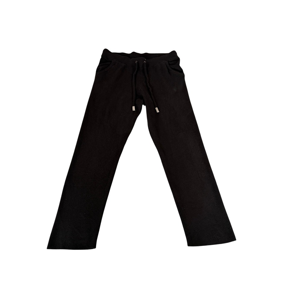 Chico's Zenergy Black Ribbed Knit Cashmere Blend Drawstring Pants Size 1R M